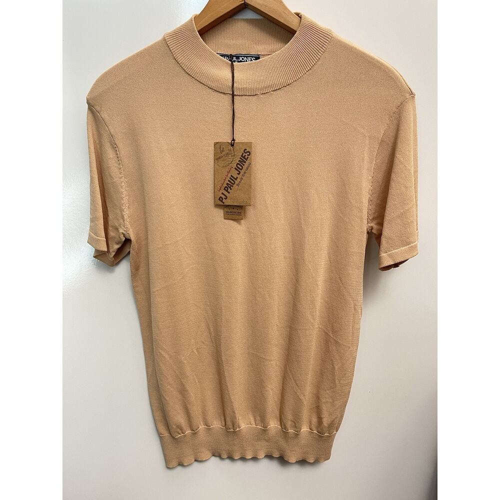 PAUL & JONES Men's Beige Short-Sleeve Knit Polo